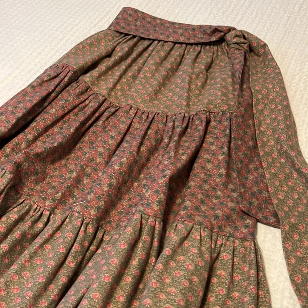 Laura Me Cotton Blend Tiered Midi Floral Print Elastic Waist Skirt with Tie Belt - Picture 6 of 16